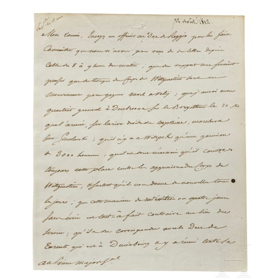Napoleon I – a letter signed by his own hand, Vitebsk, 12.8.1812