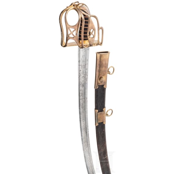 An officer's cavalry sabre with Scottish basket hilt, circa 1810/20