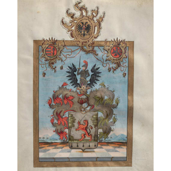 Empress Maria Theresia – a patent of nobility for Captain Franz Auracher von Aurach, dated 1769