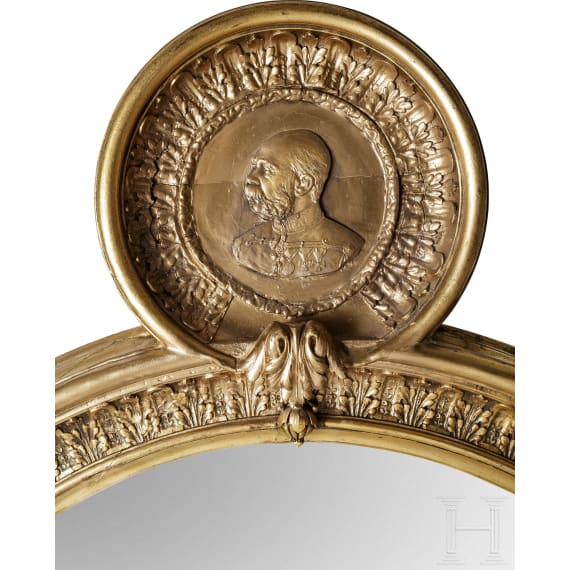 Emperor Franz Josef I of Austria – a splendid wall mirror with the Emperor’s portrait