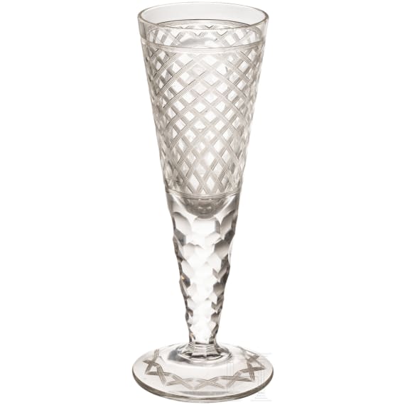 Emperor Franz Joseph I of Austria – a large crystal glass cup with cut portrait