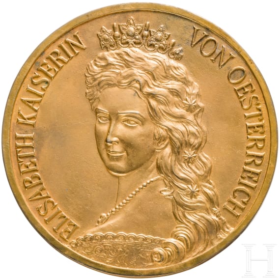 Kaiserin Elisabeth von Österreich – vergoldete Portraitplakette nach dem Portrait von F. X. Winterhalter