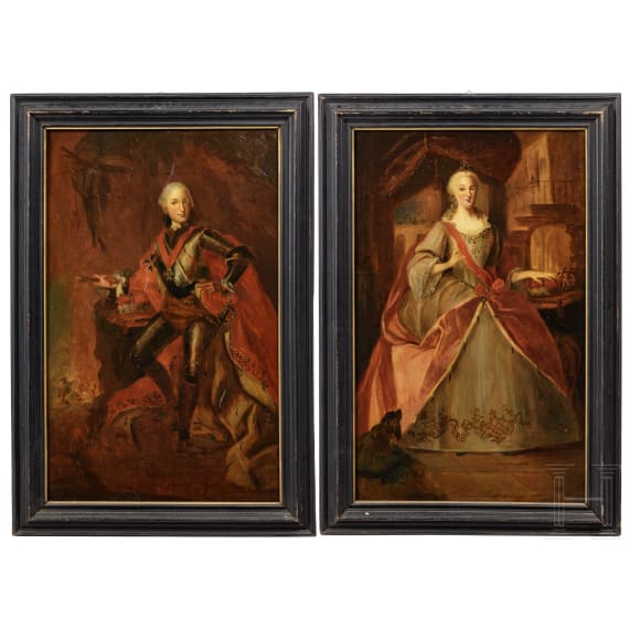 Kurfürst Karl Theodor von Bayern (1724-99) und Gemahlin Elisabeth Auguste von Pfalz-Sulzbach 1721-94 – ein Paar Pendant-Portraits aus kgl. bayerischem Besitz