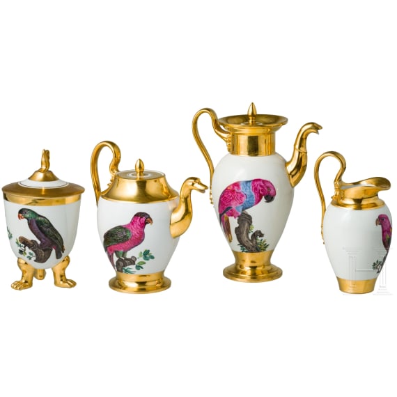 König Maximilian I. Joseph von Bayern – einzigartiges Kaffee- und Teeservice mit Papageien-Motiven, Porzellanmanufaktur Nymphenburg, um 1810/20