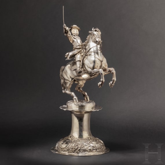 A monumental German equestrian figure of silver in honour of the Great Elector Friedrich Wilhelm (1620-88), circa 1900