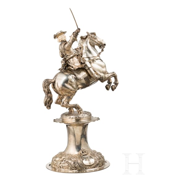 A monumental German equestrian figure of silver in honour of the Great Elector Friedrich Wilhelm (1620-88), circa 1900