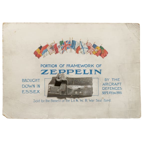A fragment of the frame of the German Zeppelin "L 33" which was shut down in 1916 near Essex/England