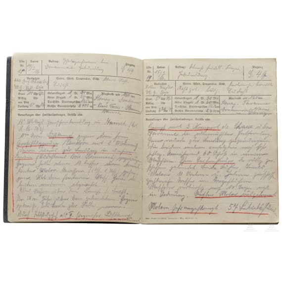 Lieutenant Hermann Göring – his flight book III as pilot on the FFA 25 from 20 February 1916 to 9 August 1916
