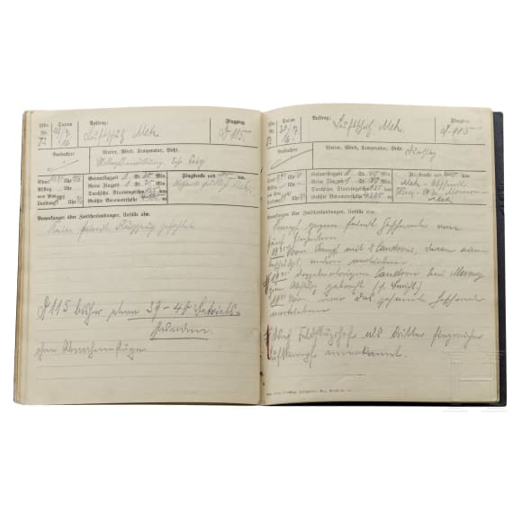 Lieutenant Hermann Göring – his flight book III as pilot on the FFA 25 from 20 February 1916 to 9 August 1916