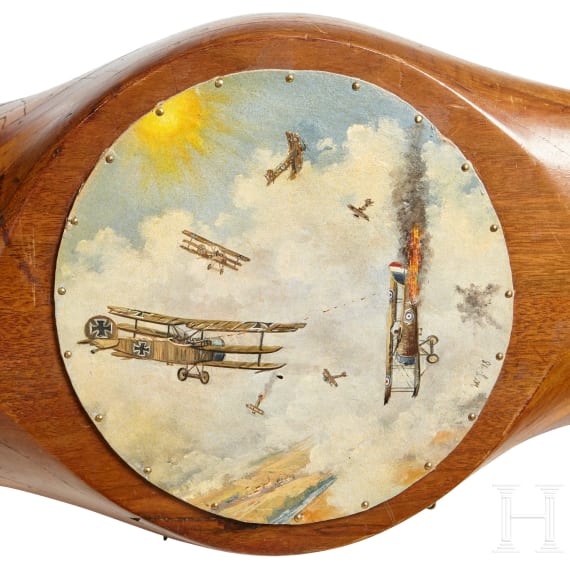 A hand-painted propeller fragment