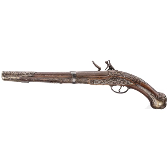 A silver-mounted flintlock pistol, Balkans, circa 1800