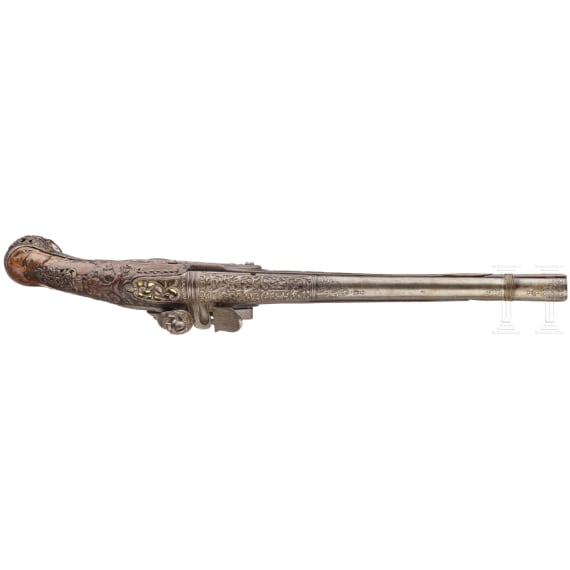 A flintlock pistol with chiselled decoration, Balkans, circa 1800