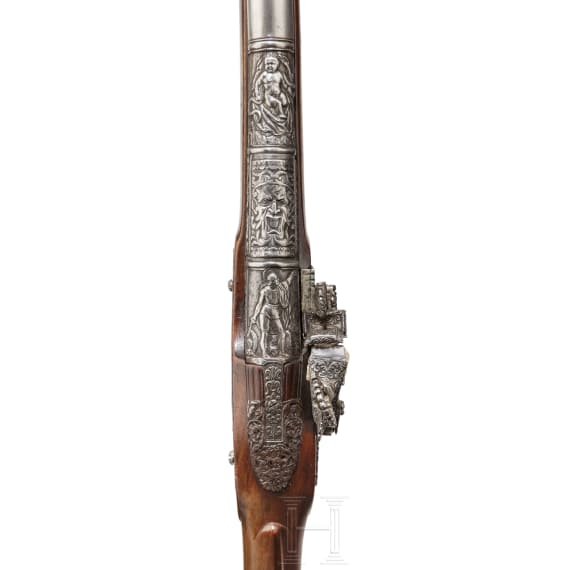 A luxury Italian miquelet rifle with chiselled decoration, Brescia, circa 1680