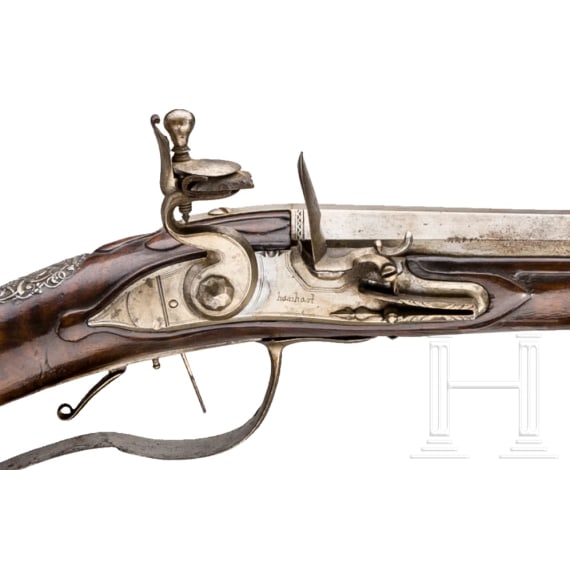 A flintlock rifle by Hanhart in Thurgau, Switzerland, circa 1700