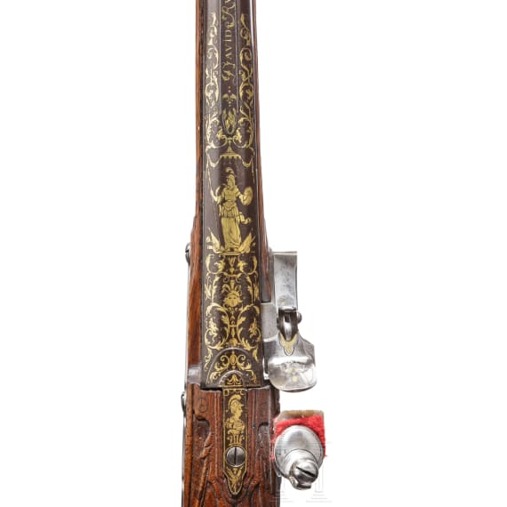 A gold-damascened luxury shotgun by David à Paris, circa 1720