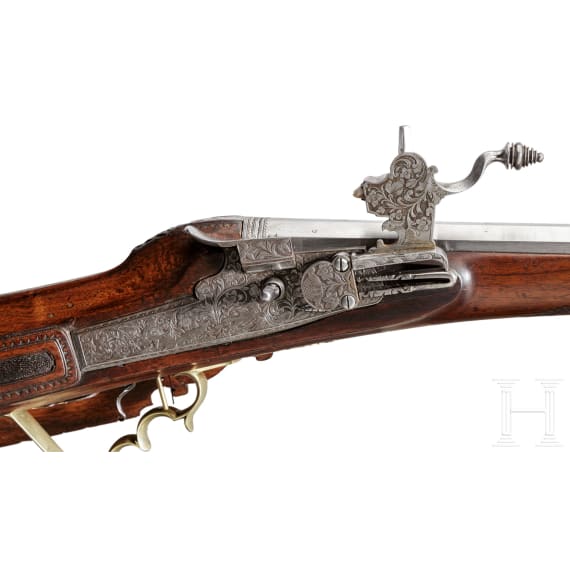 A chiselled wheellock rifle, Rainer, Graz, circa 1720