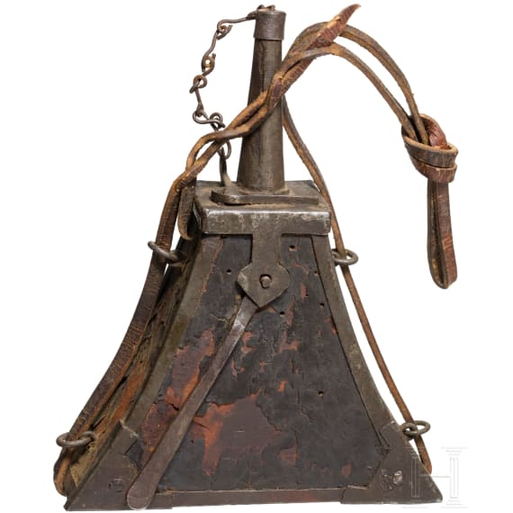 Lederbezogene Musketier-Pulverflasche, deutsch, um 1600