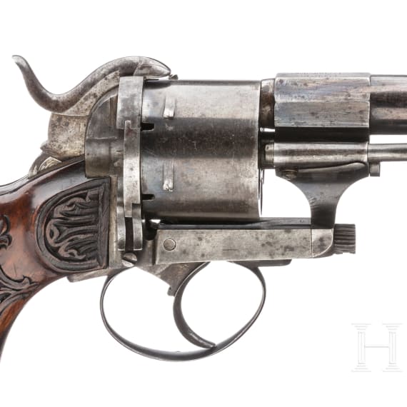 A pinfire revolver by Johann Fükert, Weipert/Austria, circa 1865