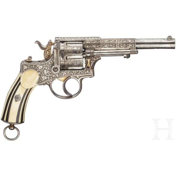 Revolver Chamelot Delvigne, engraved, nickel-plated, circa 1872