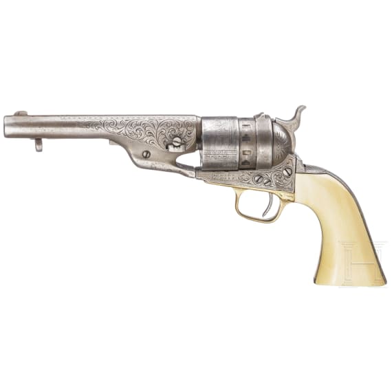 A Colt Model 1860 Army, Richards Conversion, engraved, circa 1876, with ivory grip and holster
