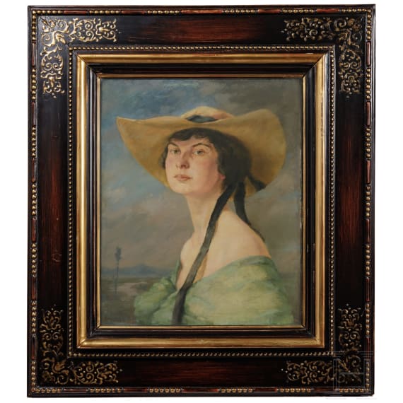 Toni Roth (1899 - 1971) - Portrait einer jungen Dame mit Hut