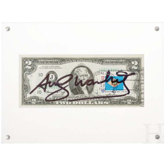 Andy Warhol - Zwei-Dollar Schein, handsigniert und gestempelt, USA, 1976