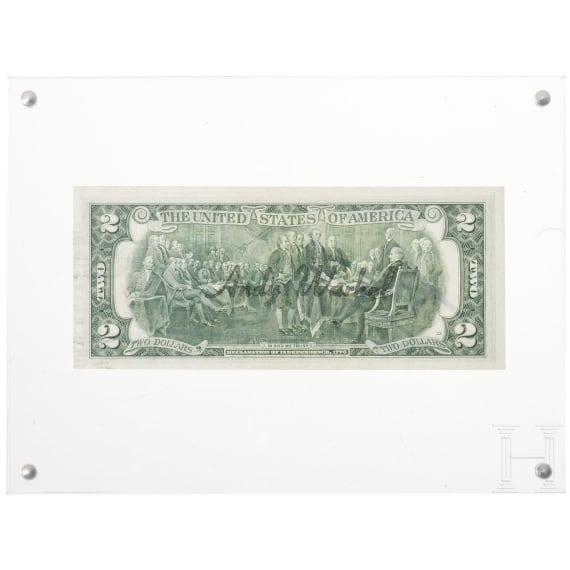 Andy Warhol - Zwei-Dollar Schein, handsigniert und gestempelt, USA, 1976