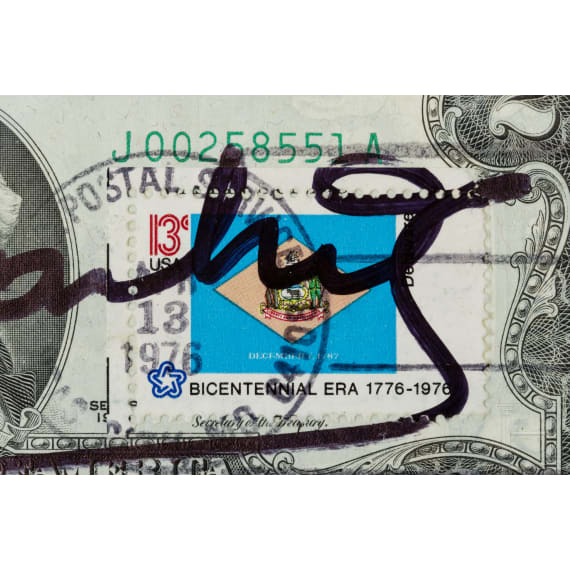 Andy Warhol - Zwei-Dollar Schein, handsigniert und gestempelt, USA, 1976