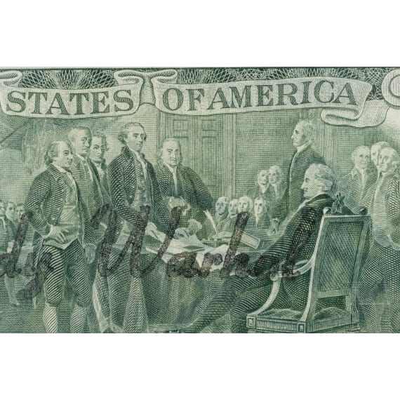 Andy Warhol - Zwei-Dollar Schein, handsigniert und gestempelt, USA, 1976