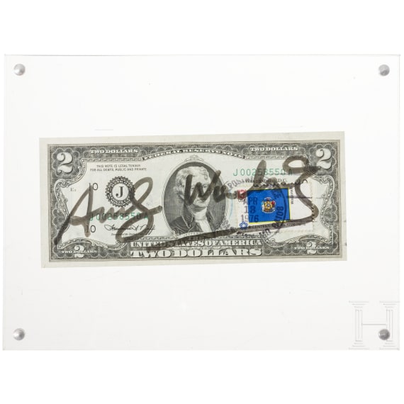 Andy Warhol - Zwei-Dollar Schein, handsigniert und gestempelt, USA, 1976