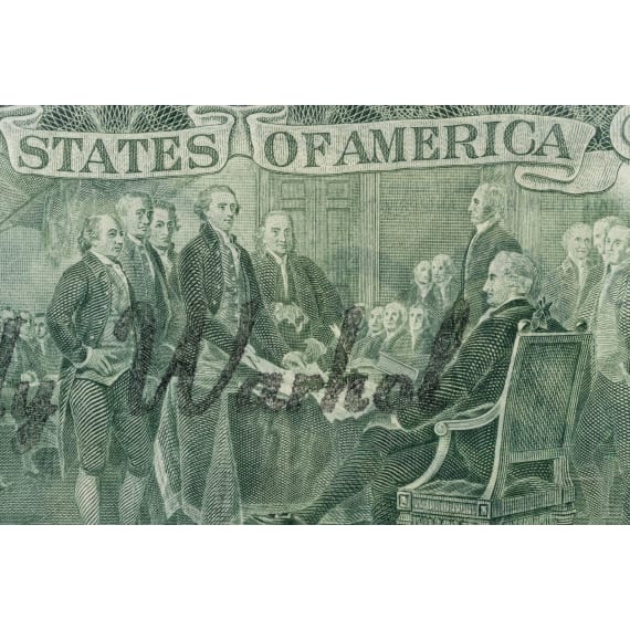 Andy Warhol - Zwei-Dollar Schein, handsigniert und gestempelt, USA, 1976