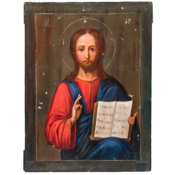 Ikone des Christus Pantokrator mit Silber-Oklad