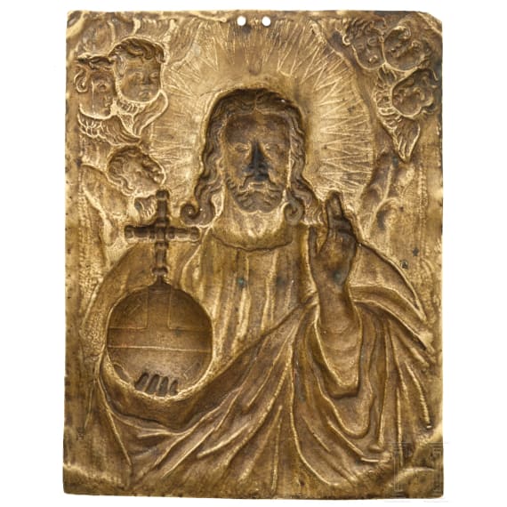 Reliefplatte "Salvator Mundi", Antwerpen, um 1600