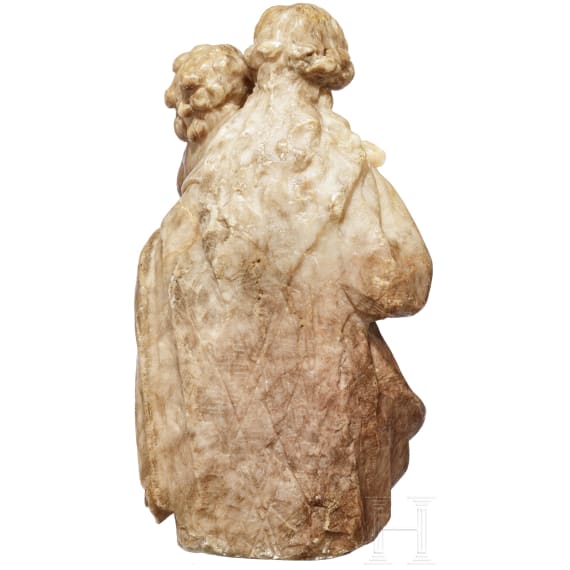 Madonnenfigur mit Jesuskind, Alabaster, fl&auml;misch, 16./17, Jhdt.
