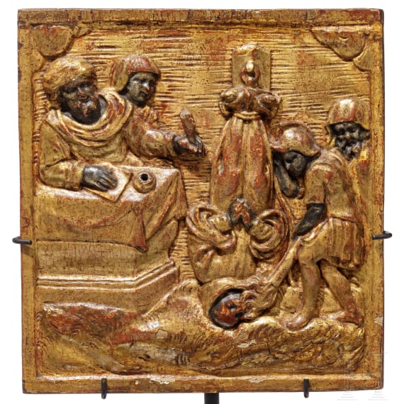 Drei beschnitzte Paneele mit M&auml;rtyrerdarstellungen, Italien, 17. Jhdt.