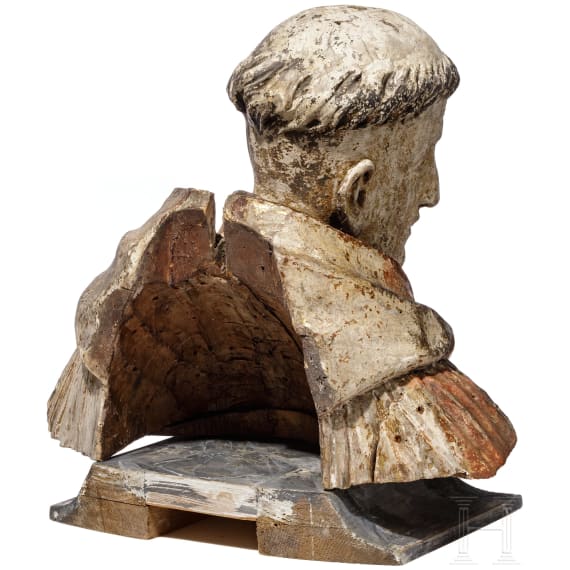 B&uuml;ste eines M&ouml;nches, m&ouml;glicherweise der Hl. Franziskus, Johann Meinrad Guggenbichler zugeschrieben, &Ouml;sterreich, 17./18. Jhdt.