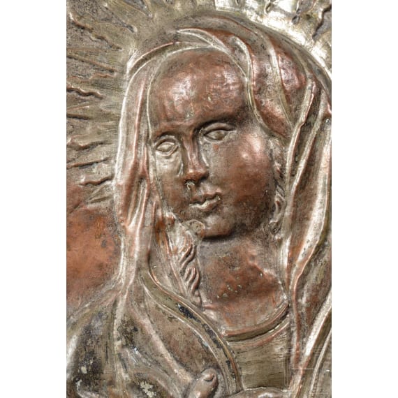 Zwei versilberte Reliefs, Jesus und Maria, s&uuml;ddeutsch, um 1700