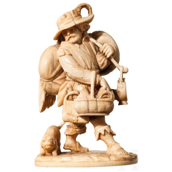 Elfenbeinfigur Marketender, fl&auml;misch, um 1700