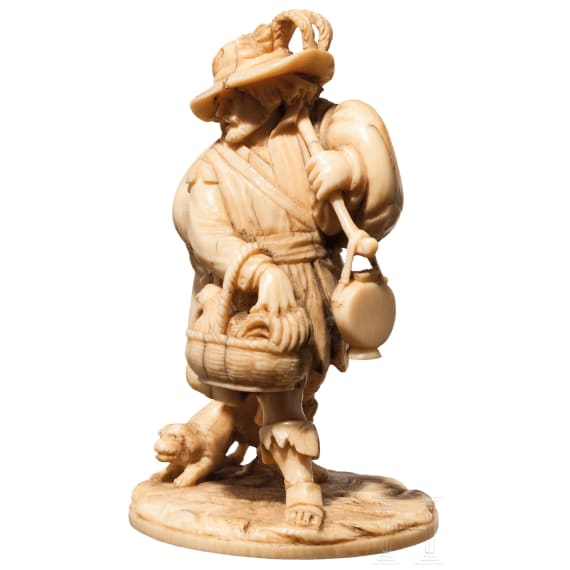 Elfenbeinfigur Marketender, fl&auml;misch, um 1700