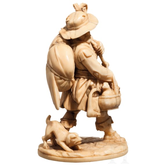 Elfenbeinfigur Marketender, fl&auml;misch, um 1700