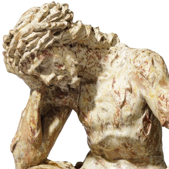 Holzfigur des ersch&ouml;pften Christus nach der Gei&szlig;elung, s&uuml;ddeutsch, 18. Jhdt.