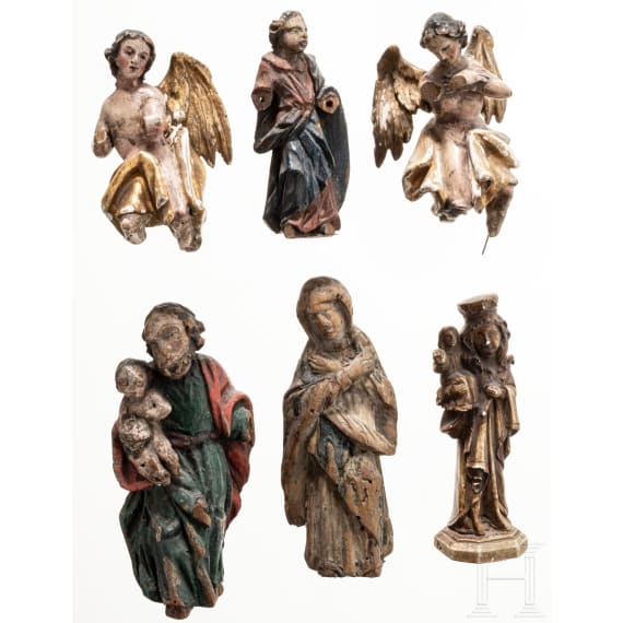 F&uuml;nf kleine religi&ouml;se Figuren, s&uuml;ddeutsch, 18. Jhdt.