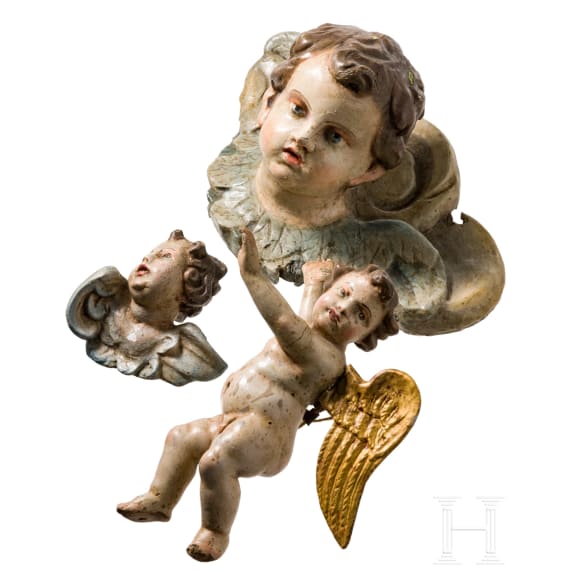 Satz von drei Putti, s&uuml;ddeutsch, 18./19. Jhdt.