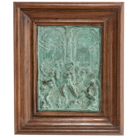 Bronzereliefplatte mit Darstellung der Gei&szlig;elung Christi, Italien, 19. Jhdt.