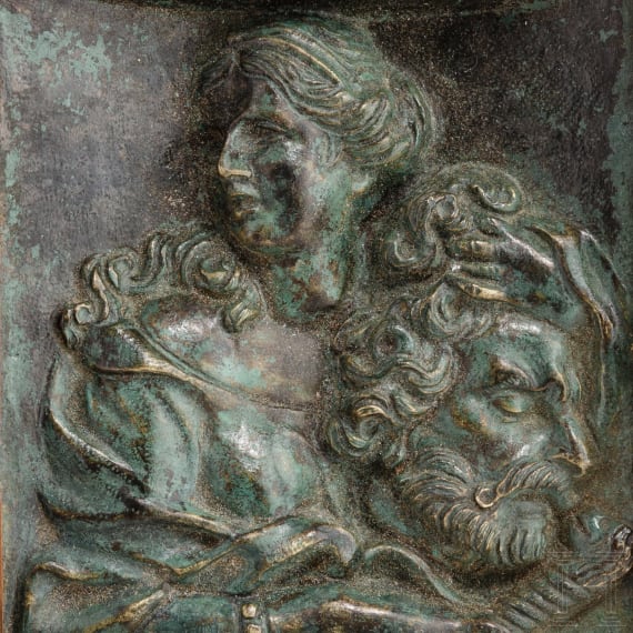 Bronzerelief mit der Darstellung Judiths mit dem Kopf des Holofernes, Italien, 19. Jhdt.