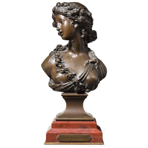 Bronzeb&uuml;ste einer jungen Dame als Personifikation des Fr&uuml;hlings, Frankreich, um 1900