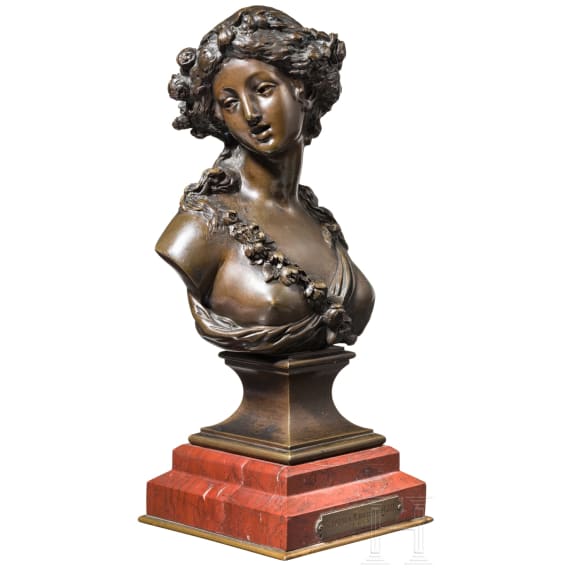Bronzeb&uuml;ste einer jungen Dame als Personifikation des Fr&uuml;hlings, Frankreich, um 1900
