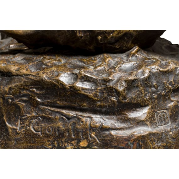 Friedrich Gornik (1877 - 1943) - Bronzeskulptur "K&auml;mpfende Keiler"