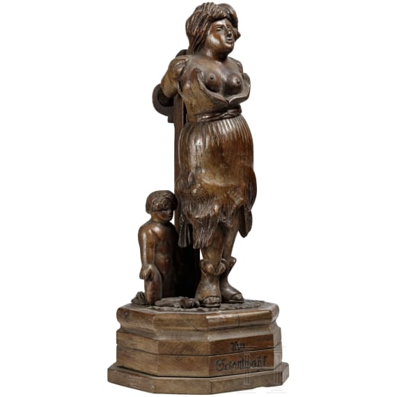 Hexe am Schandpfahl, Skulptur, deutsch, um 1920