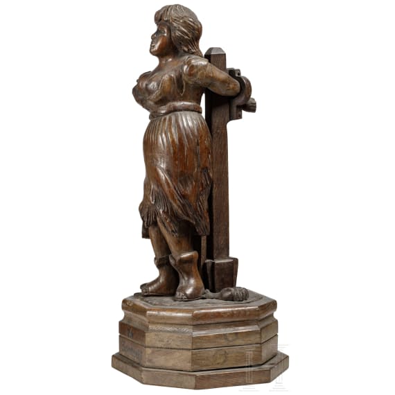 Hexe am Schandpfahl, Skulptur, deutsch, um 1920